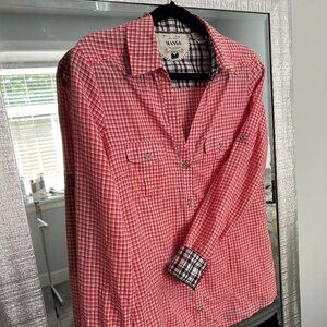 MANGO Women's Shirt Cotton XL Red Checkered